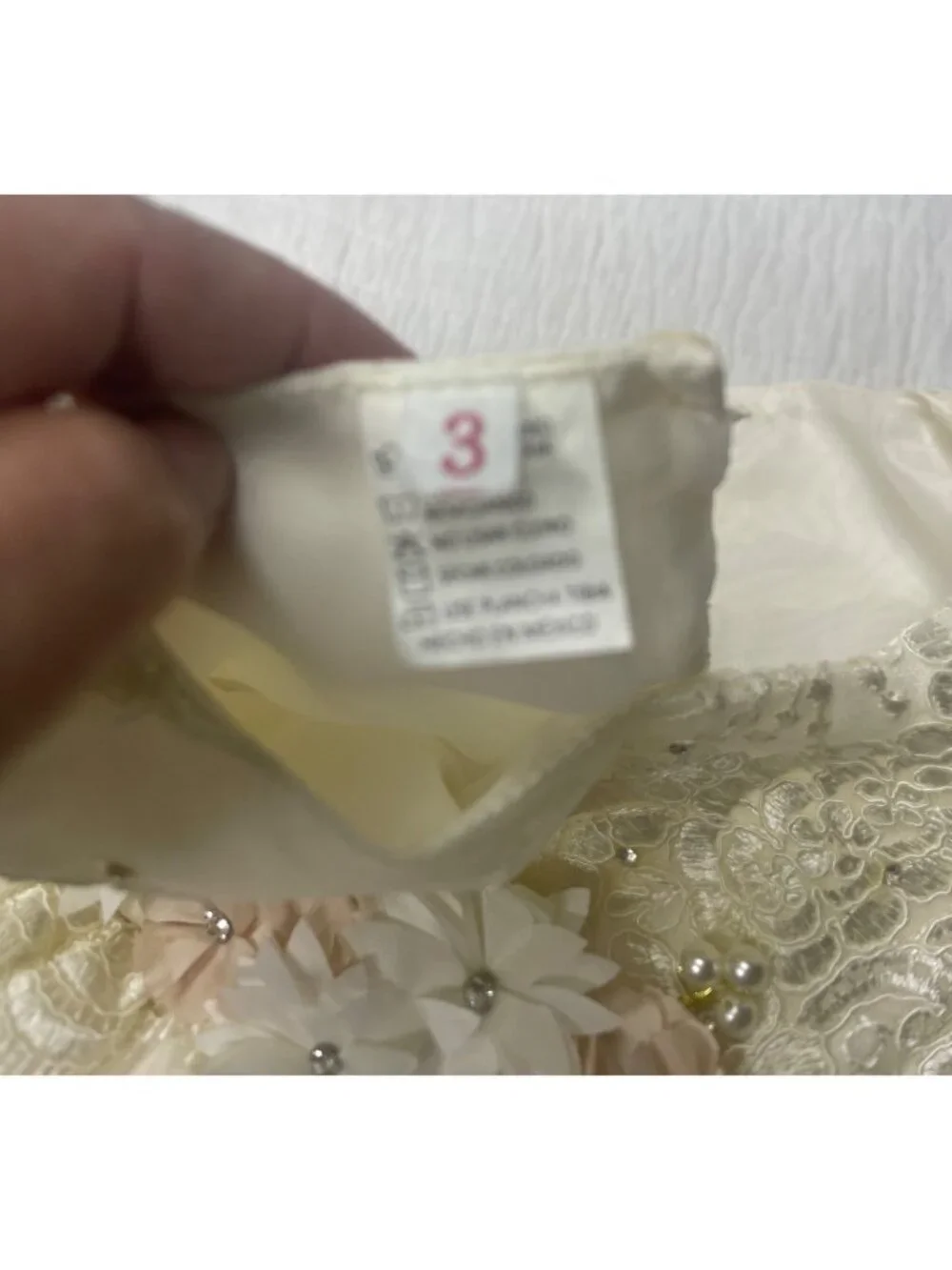 Fancy Flower Girl Toddler 3 Christening Wedding Lacy Dress Baptism Party Ivory